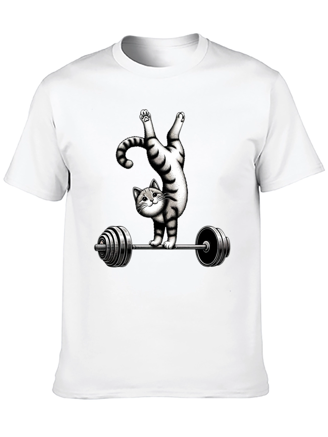 Funny Cat Lifting Barbell T-Shirt