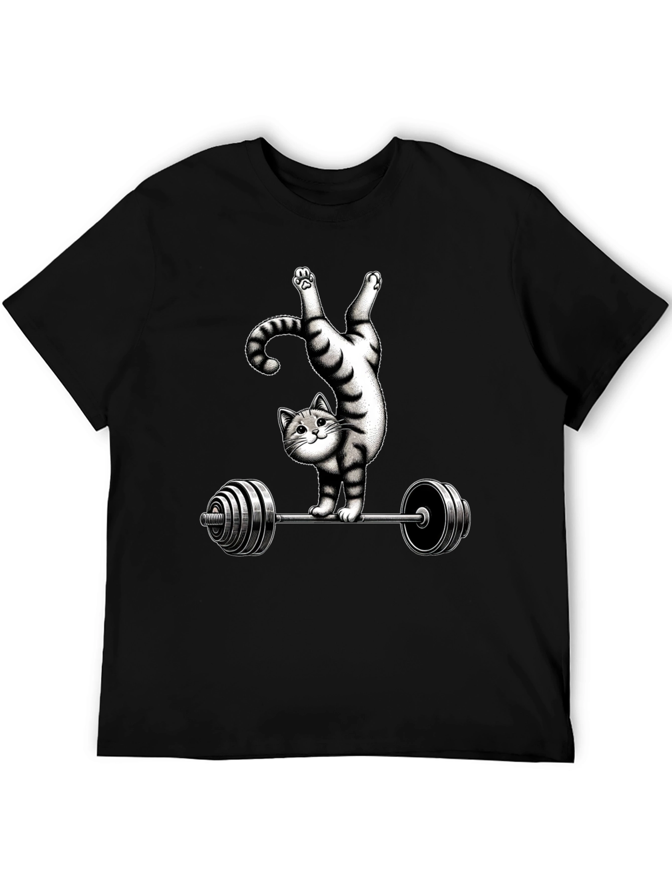 Funny Cat Lifting Barbell T-Shirt
