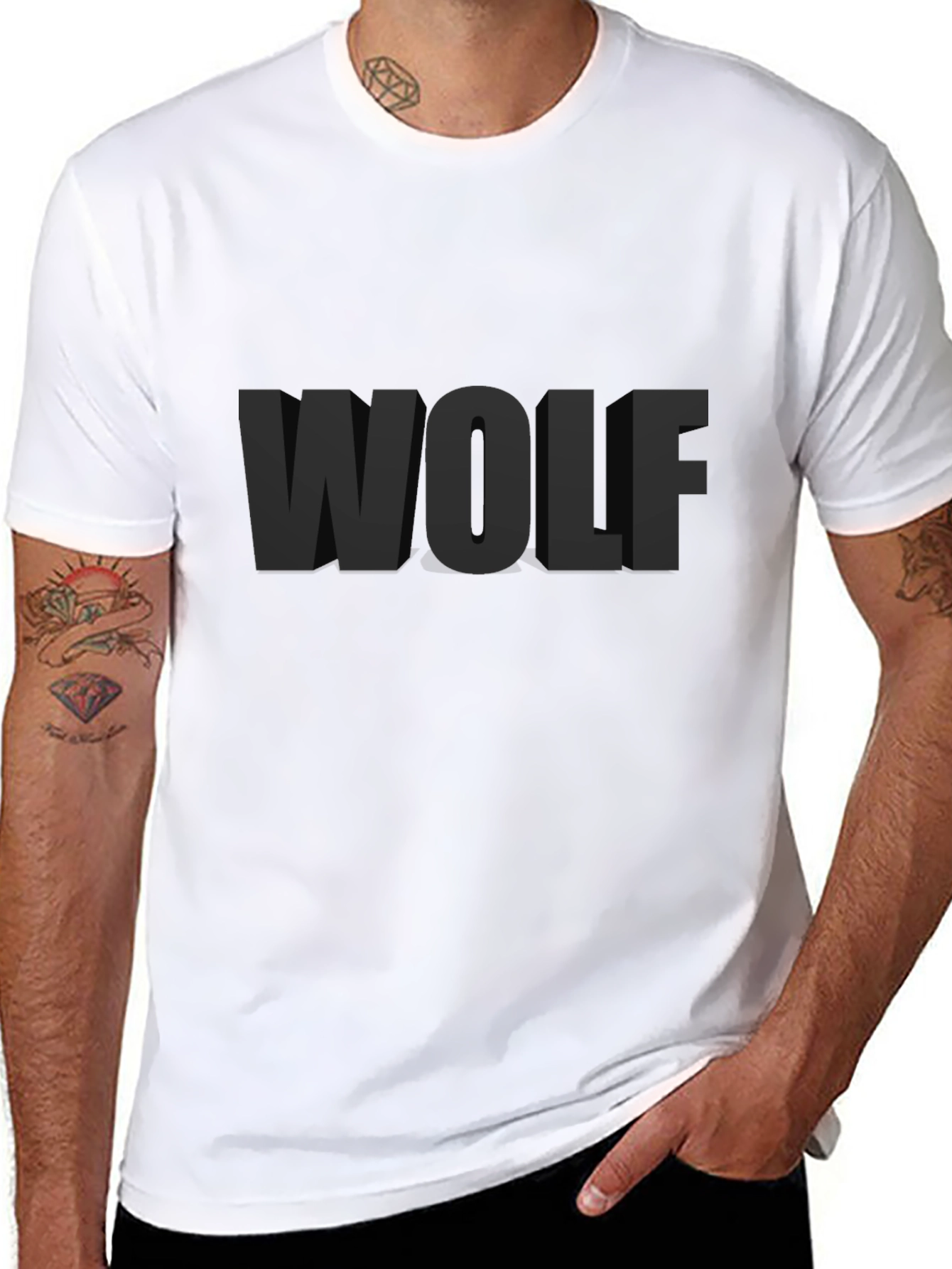 Black WOLF T-Shirt - Mens Graphic Tee