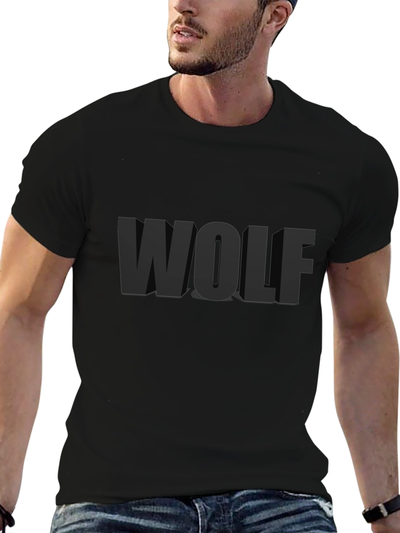 Black WOLF T-Shirt - Mens Graphic Tee