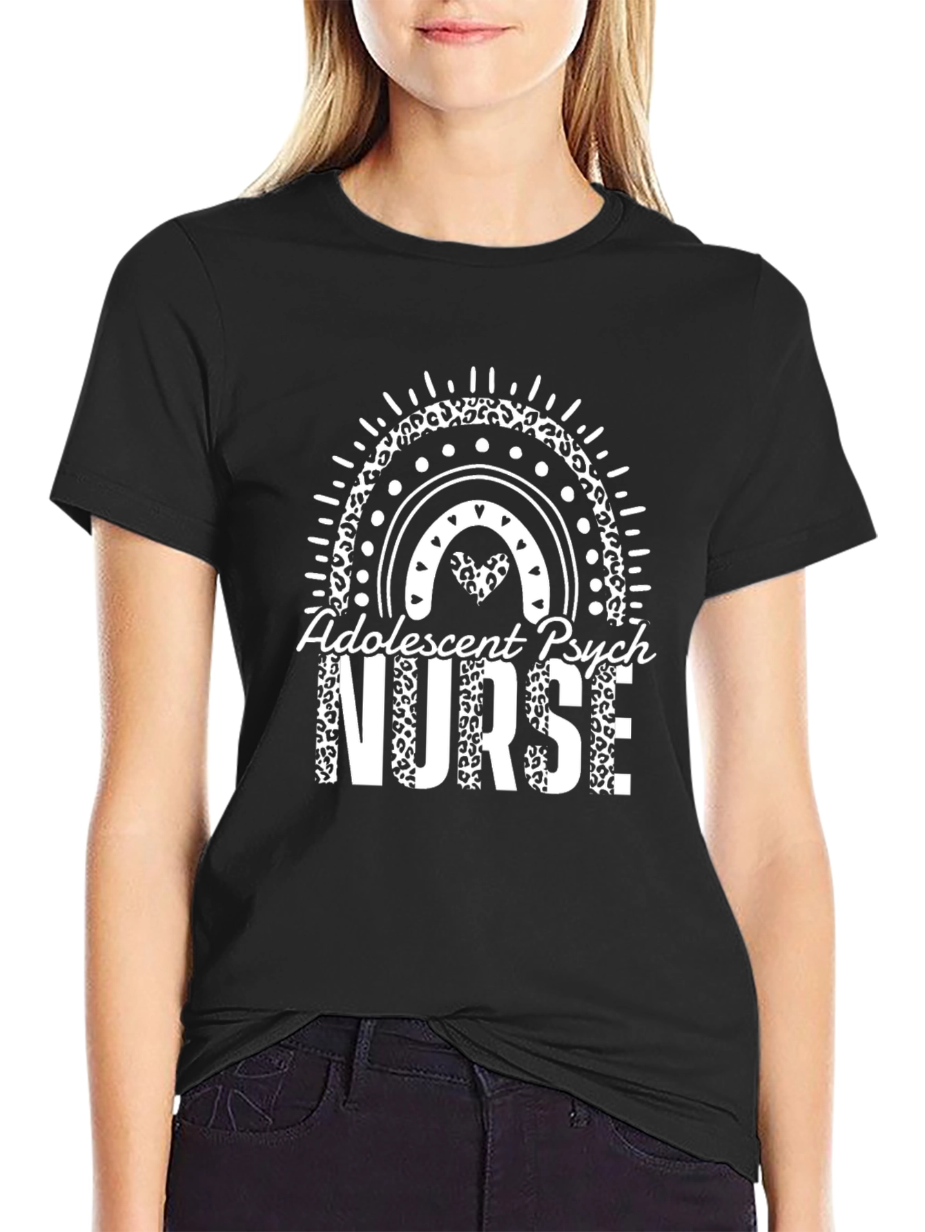 Adolescent Psych Nurse Leopard Rainbow T-Shirt