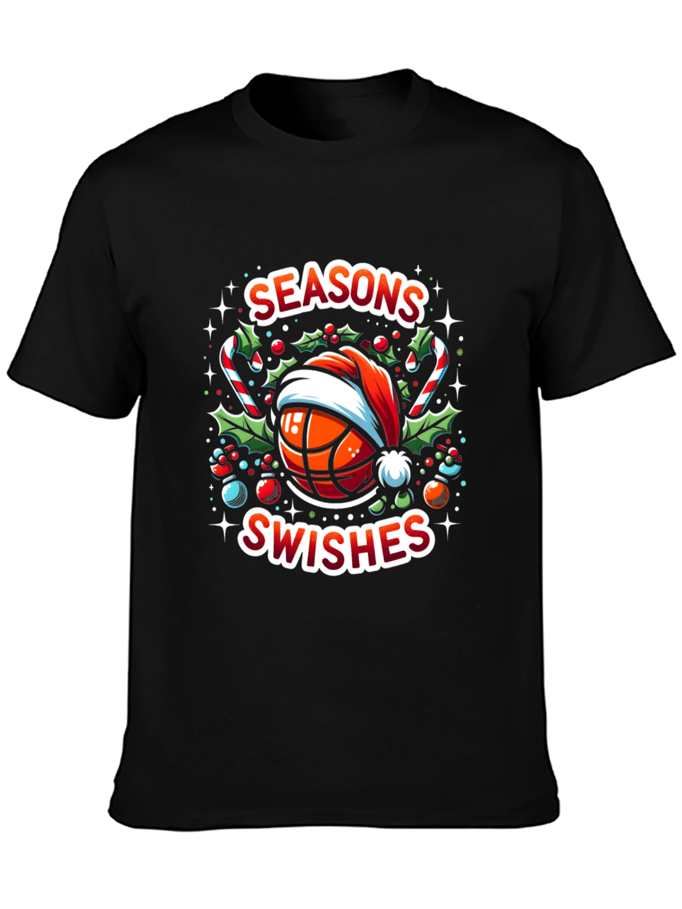 Seasons Swishes Holiday Basketball T-Shirt