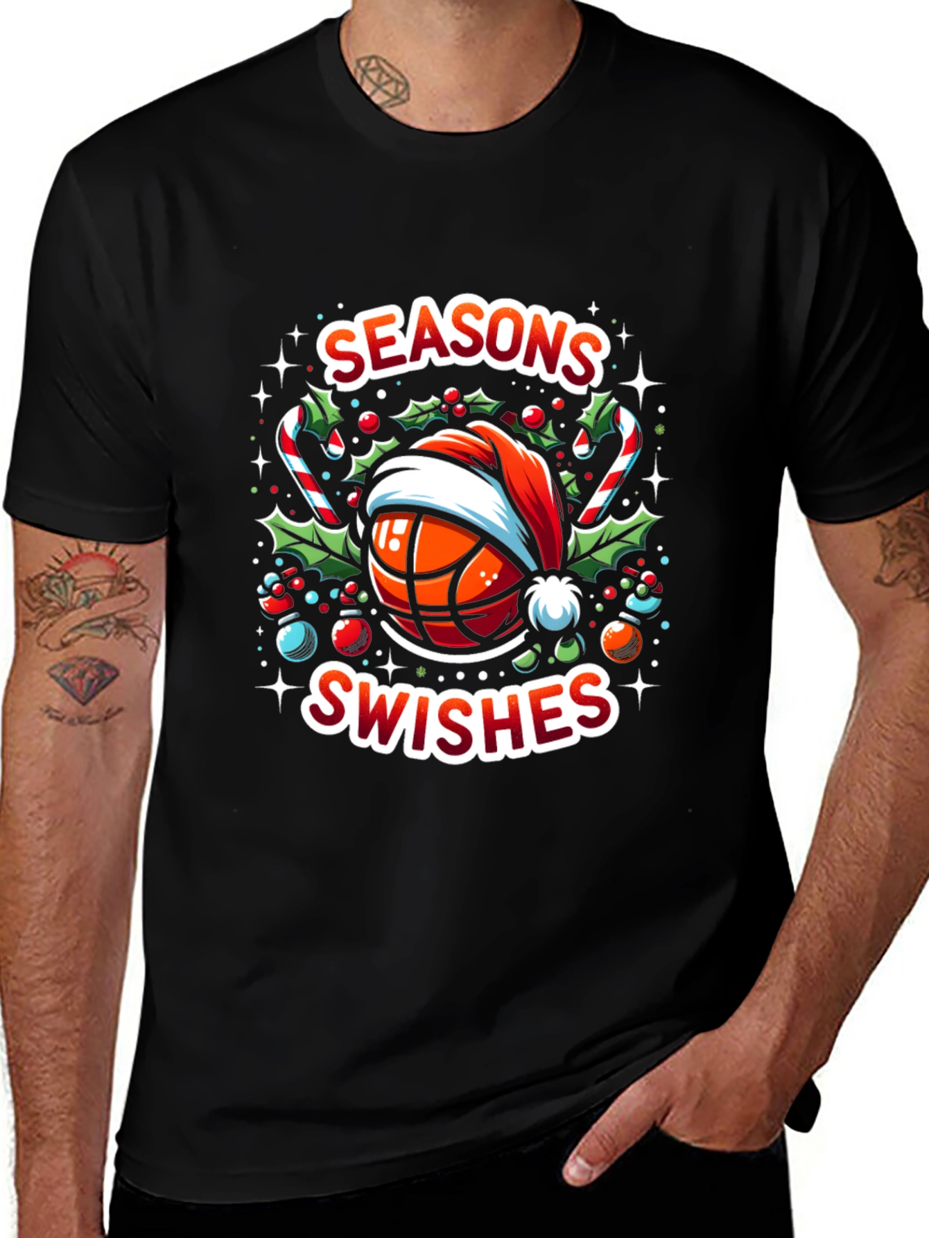 Seasons Swishes Holiday Basketball T-Shirt