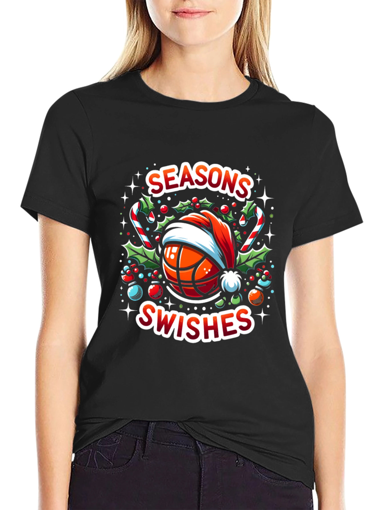 Seasons Swishes Holiday Basketball T-Shirt