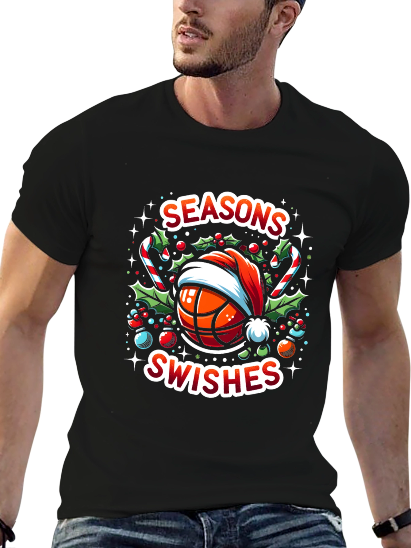 Seasons Swishes Holiday Basketball T-Shirt