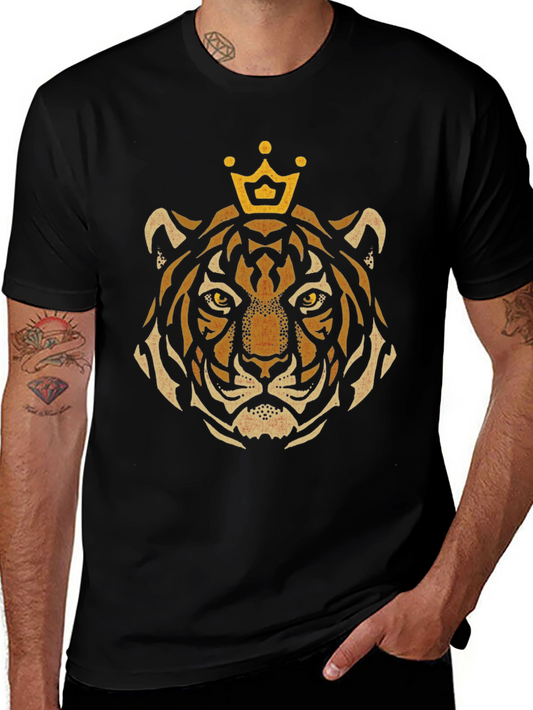 King Tiger Graphic Tee - Black Cotton T-Shirt