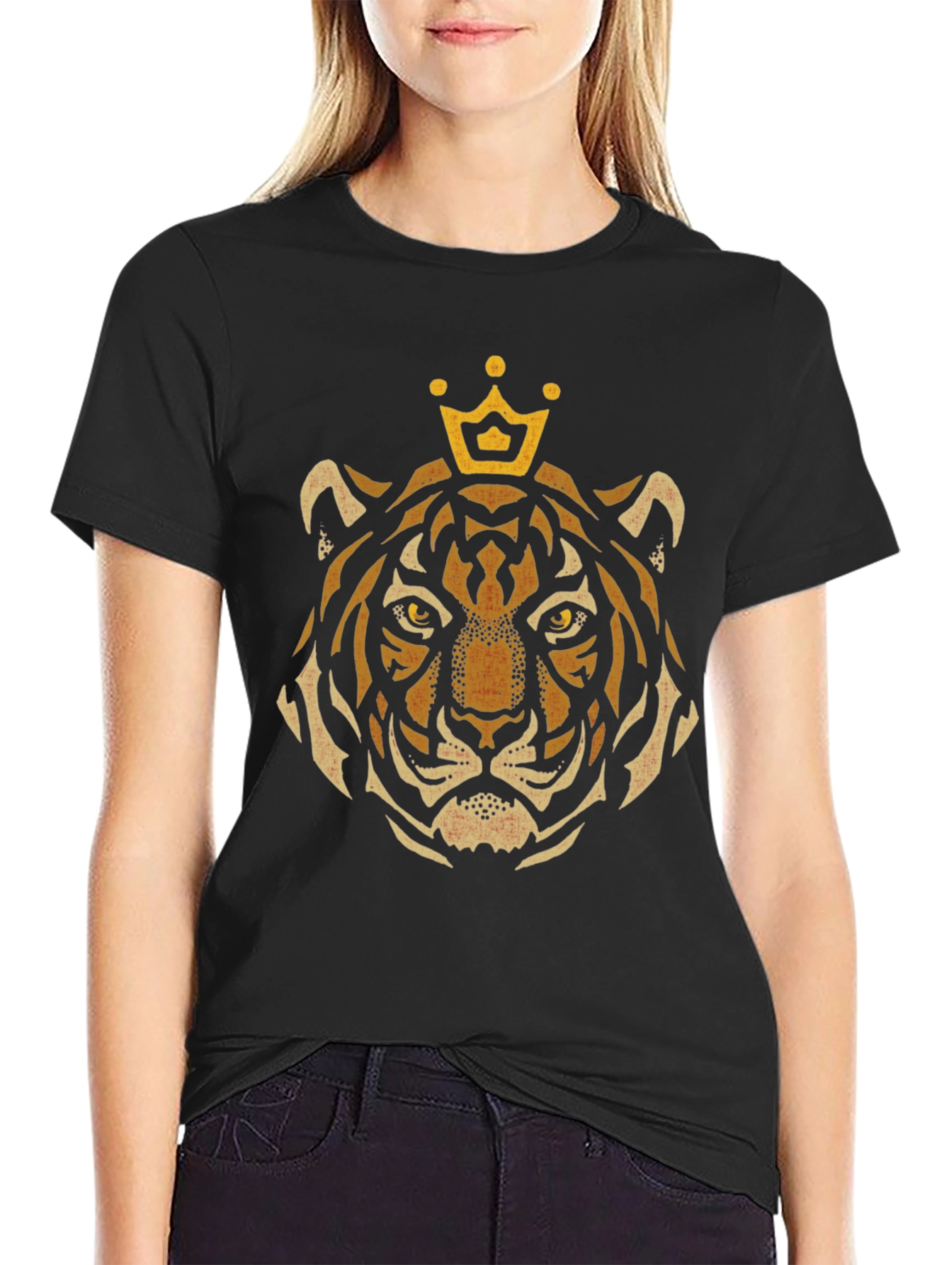 King Tiger Graphic Tee - Black Cotton T-Shirt