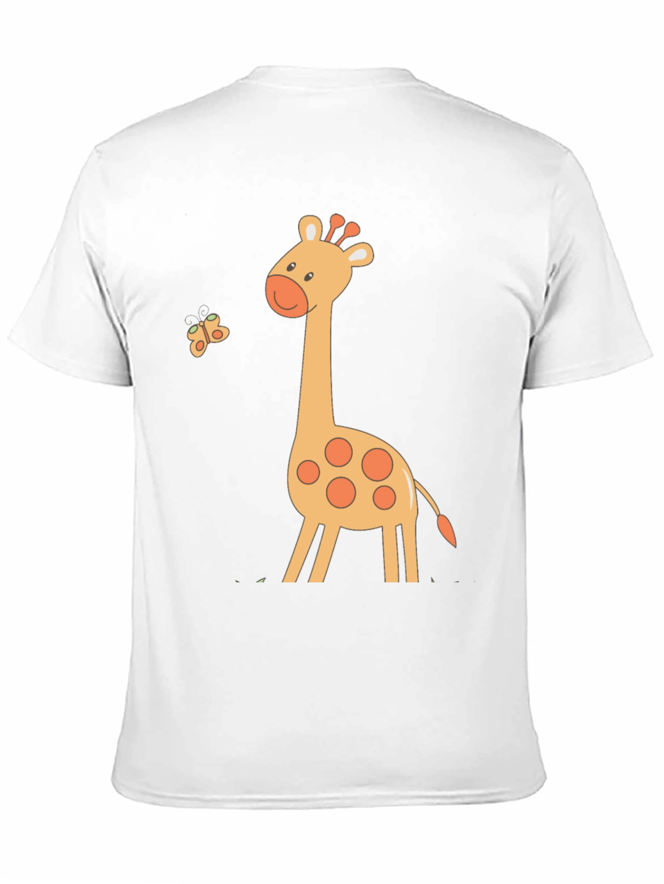 Cute Giraffe & Butterfly Black T-Shirt