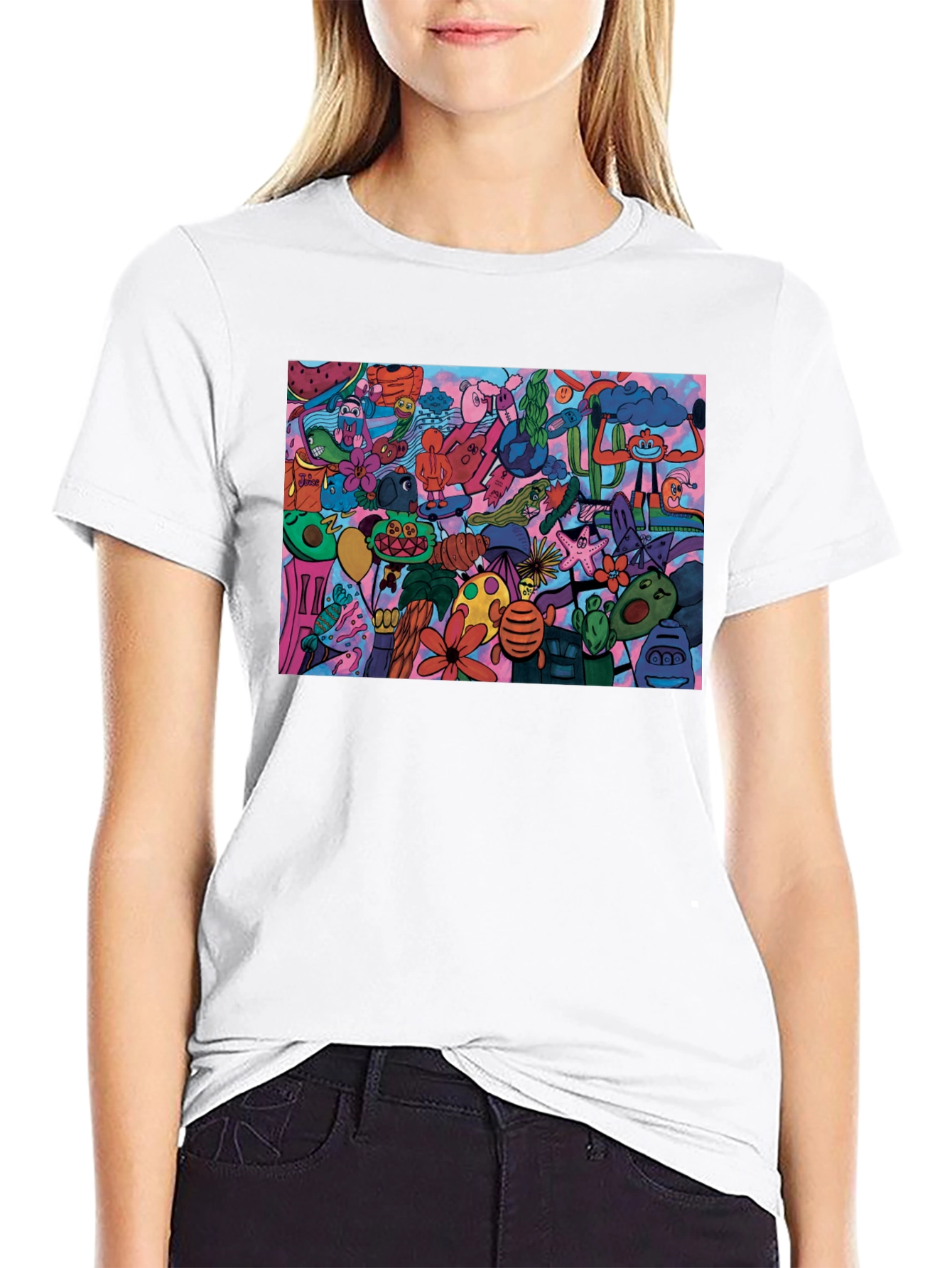 Doodle Art Graphic Print T-Shirt