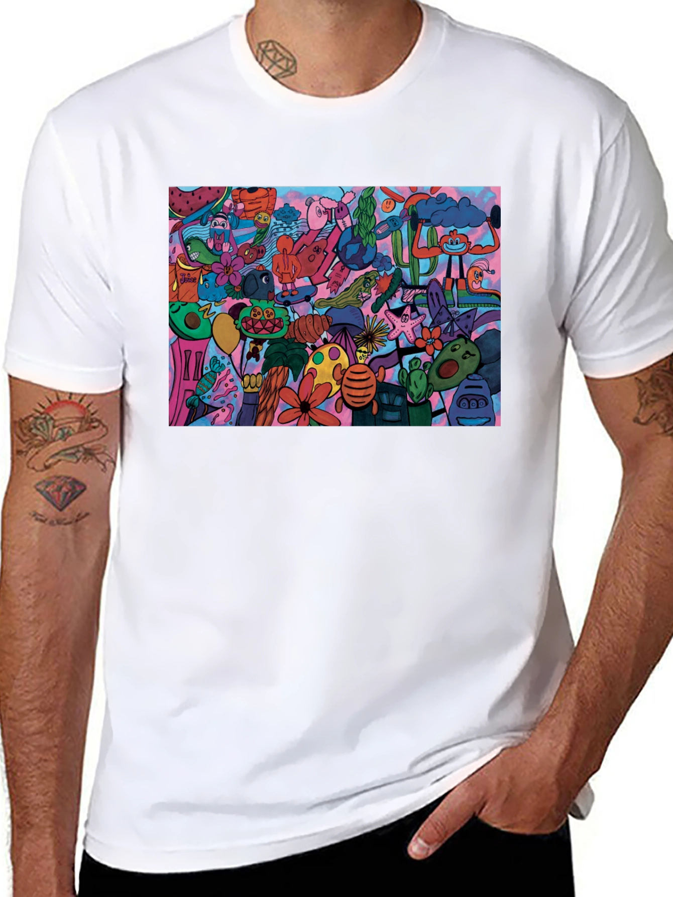 Doodle Art Graphic Print T-Shirt