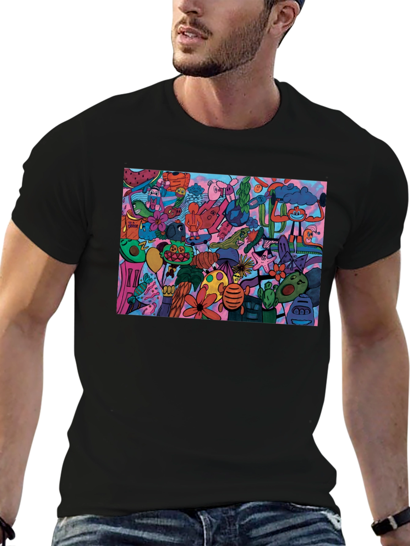 Doodle Art Graphic Print T-Shirt