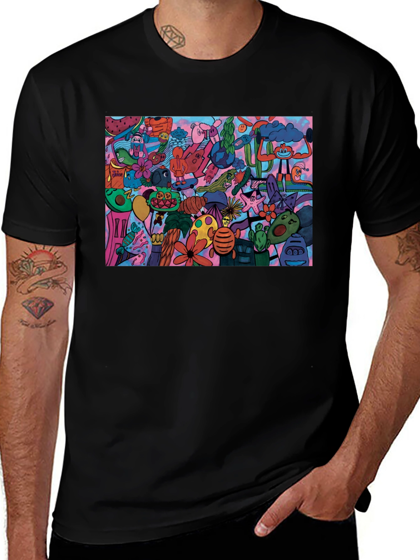 Doodle Art Graphic Print T-Shirt