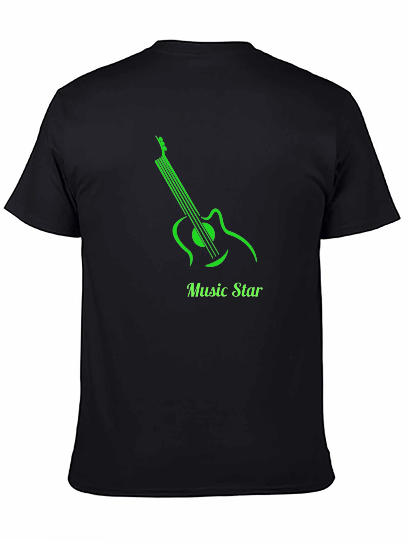 Music Star Graphic Tee - Modern Guitar Design Black