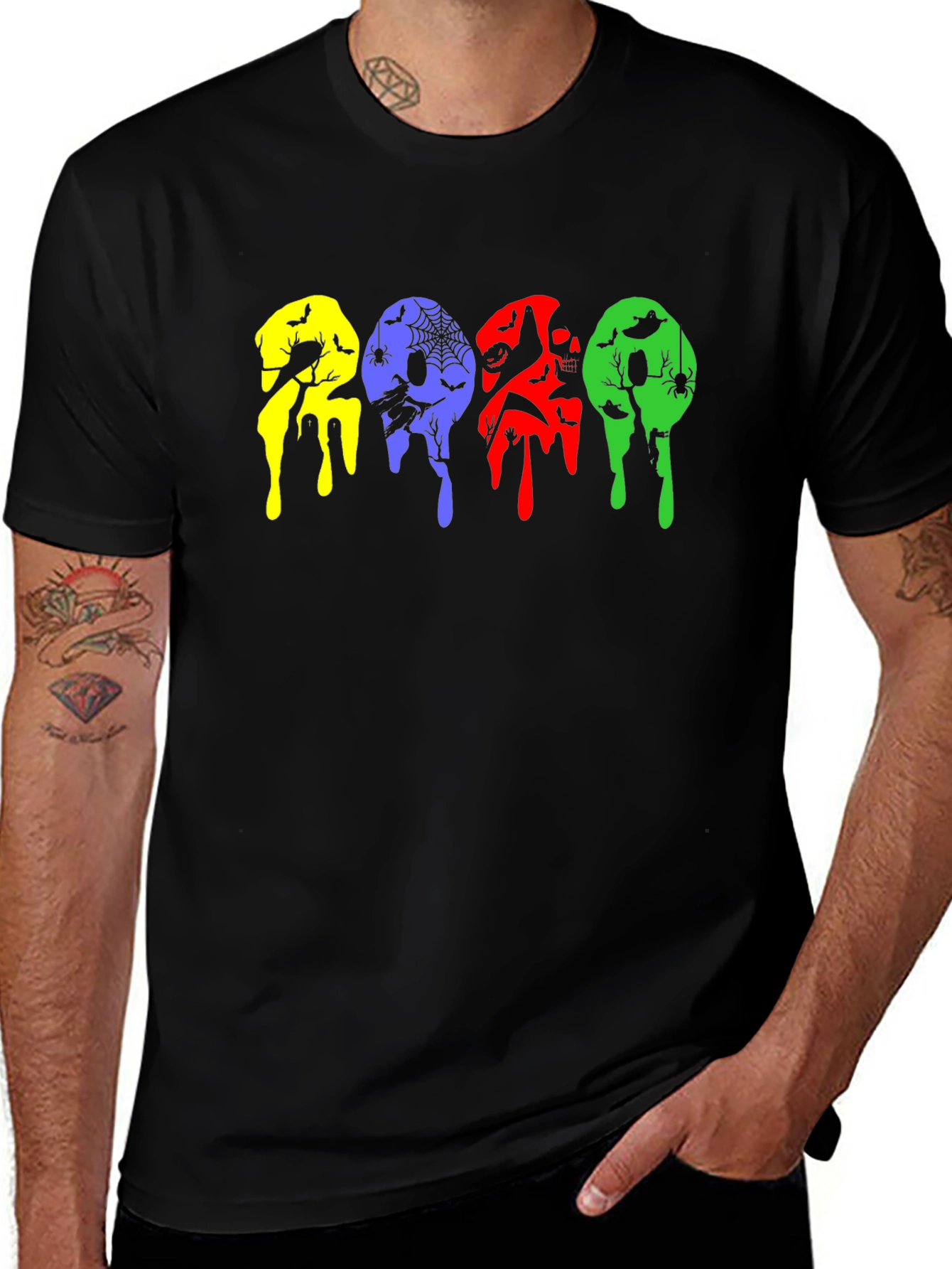 Halloween Drip Graphic Black T-Shirt