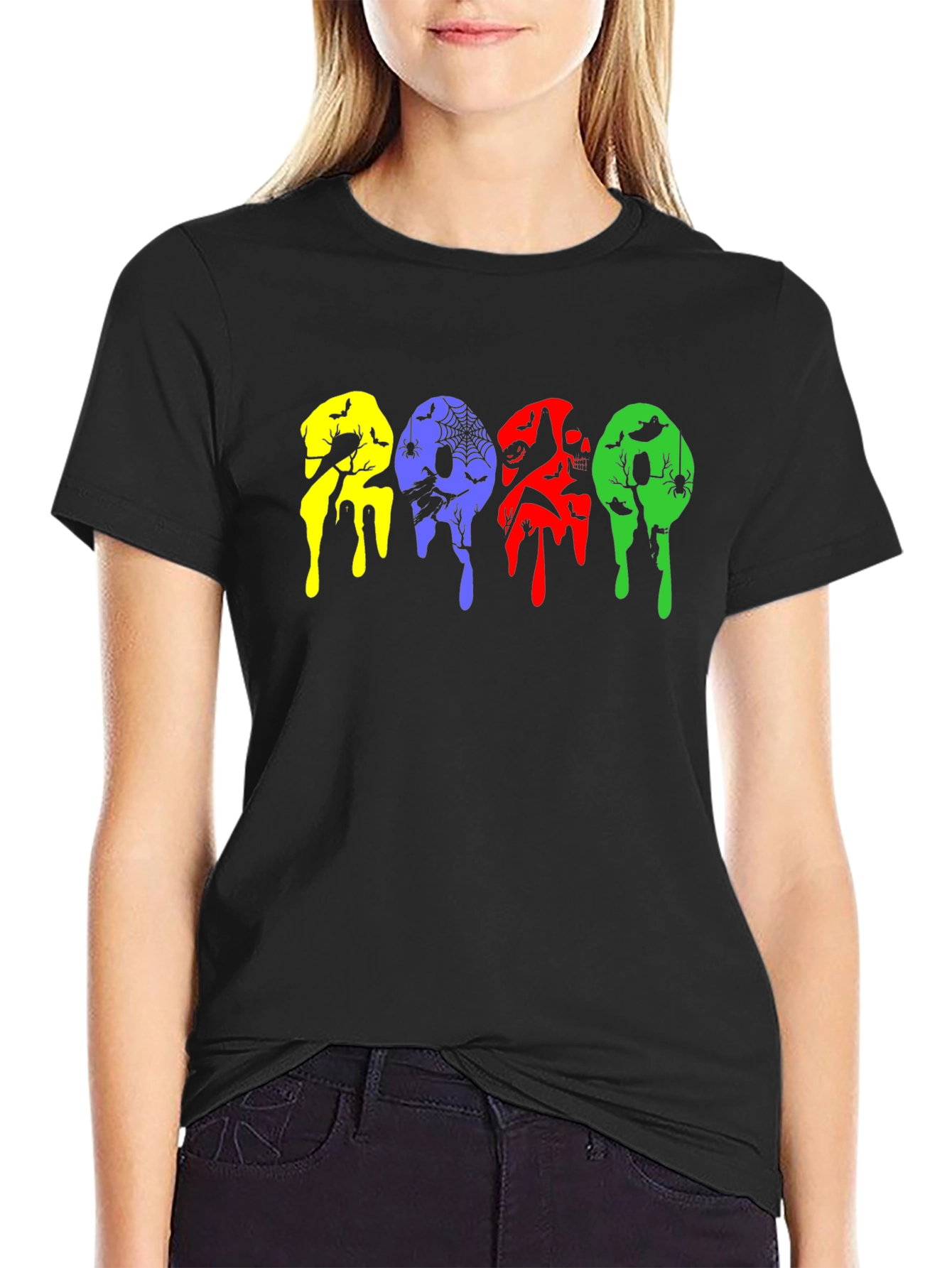Halloween Drip Graphic Black T-Shirt