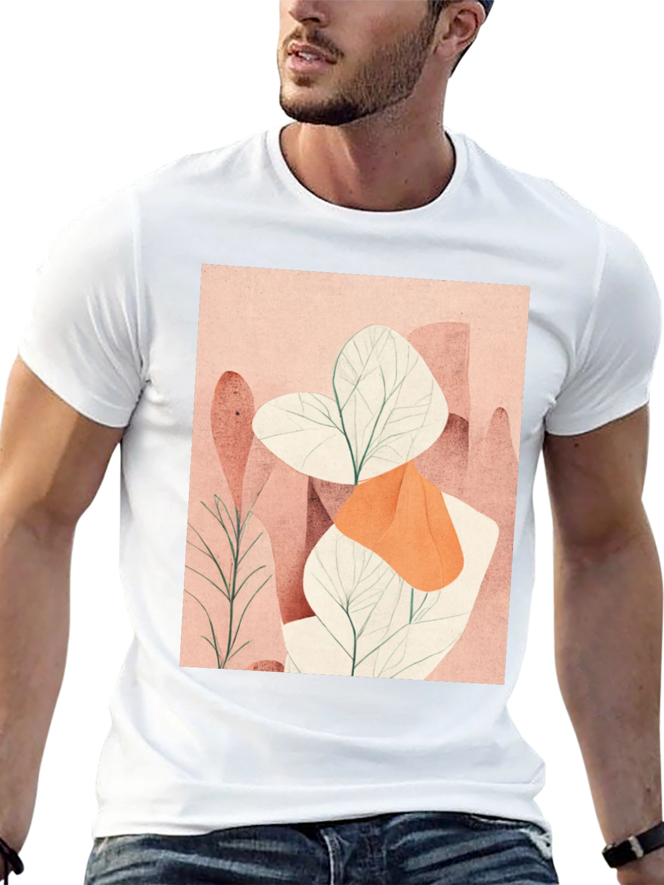Abstract Plant Graphic Tee - Modern Art Shirt