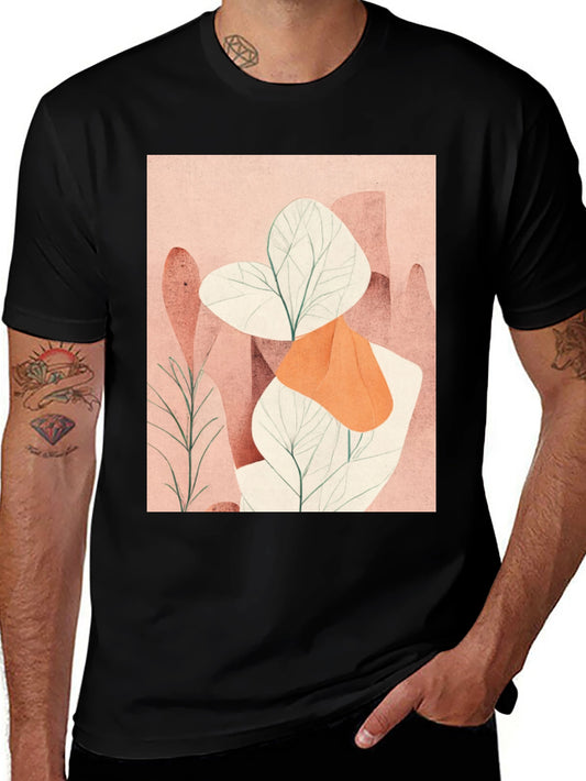 Abstract Plant Graphic Tee - Modern Art Shirt
