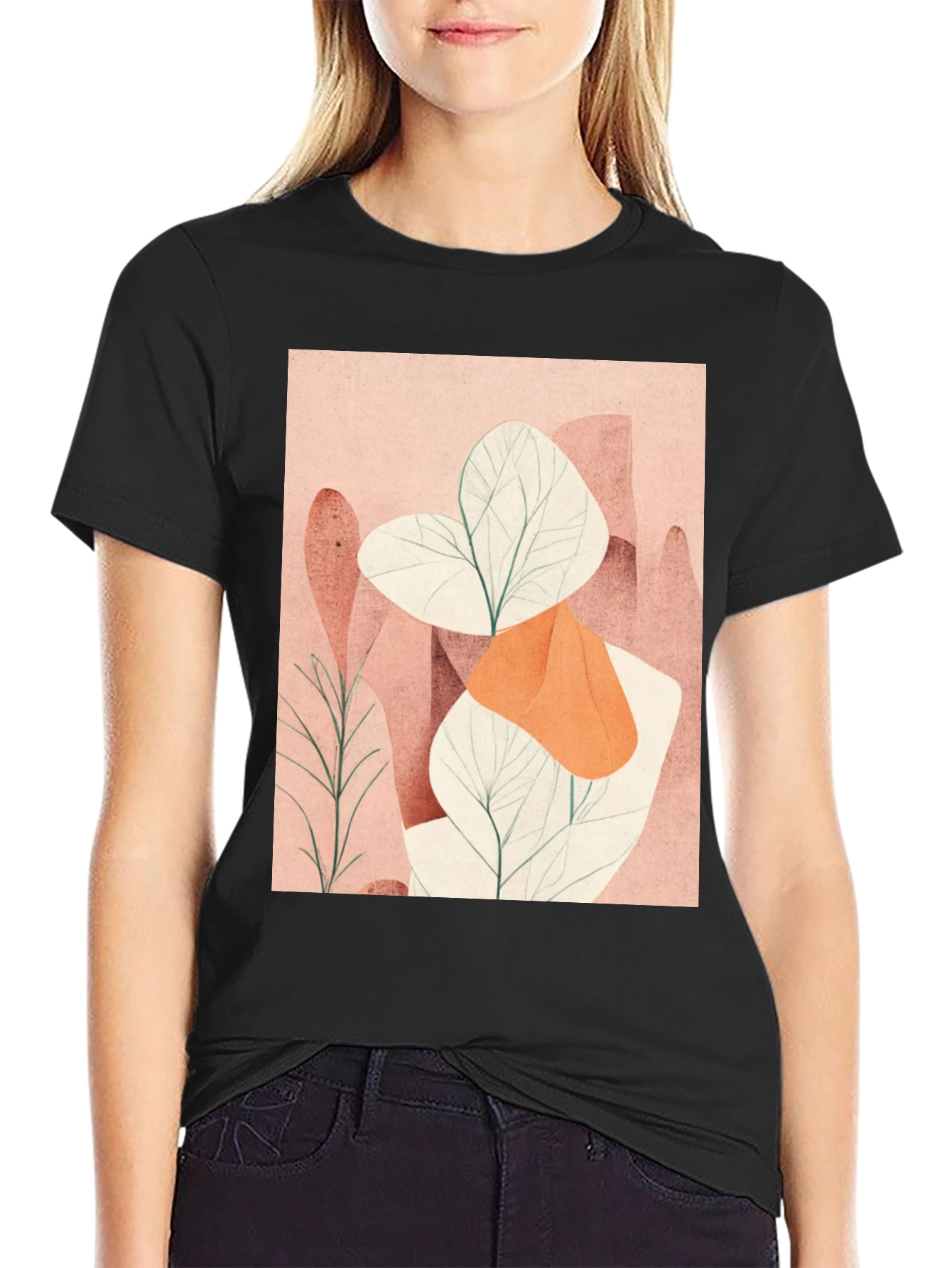 Abstract Plant Graphic Tee - Modern Art Shirt