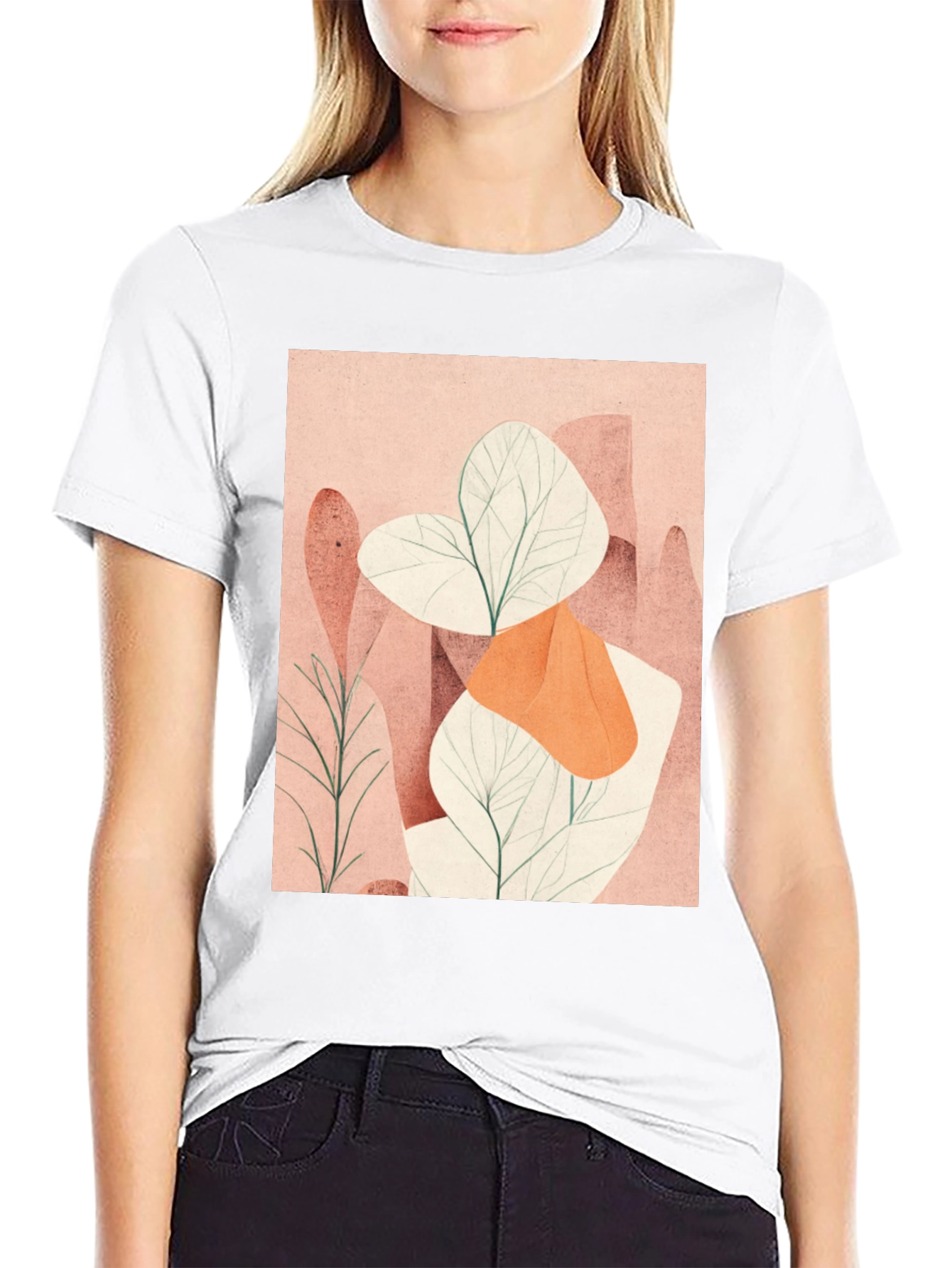 Abstract Plant Graphic Tee - Modern Art Shirt