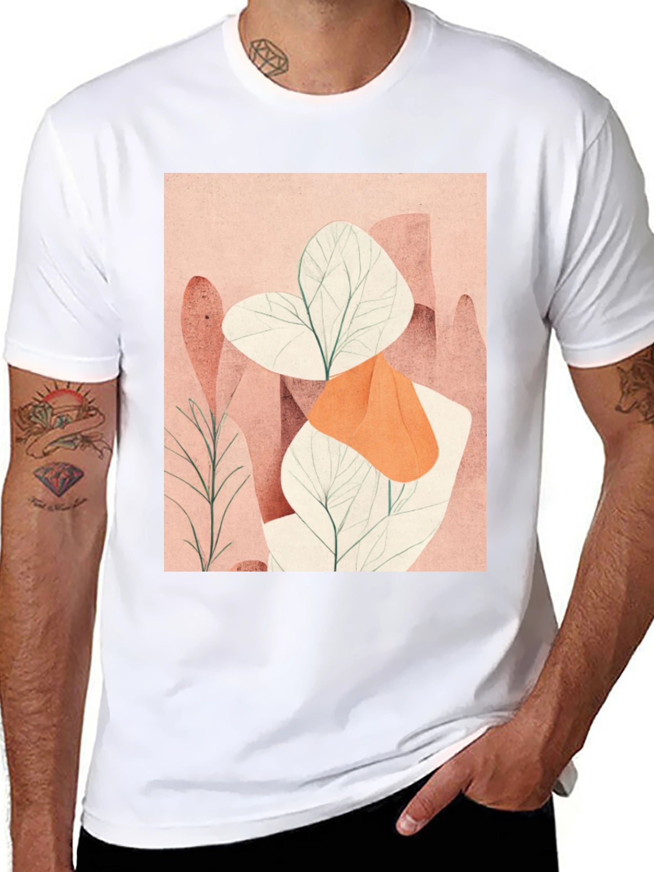 Abstract Plant Graphic Tee - Modern Art Shirt