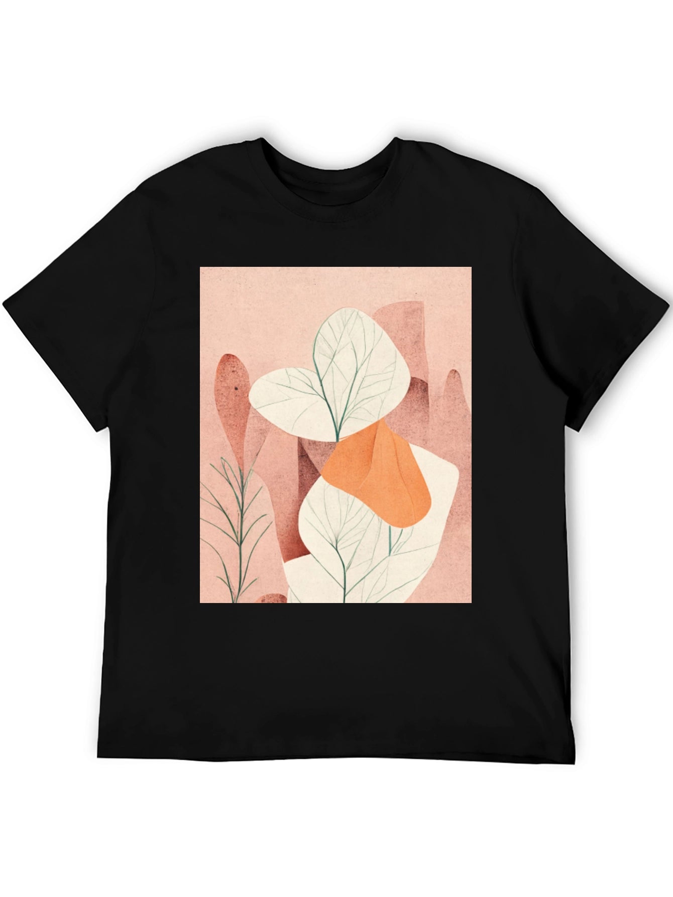 Abstract Plant Graphic Tee - Modern Art Shirt