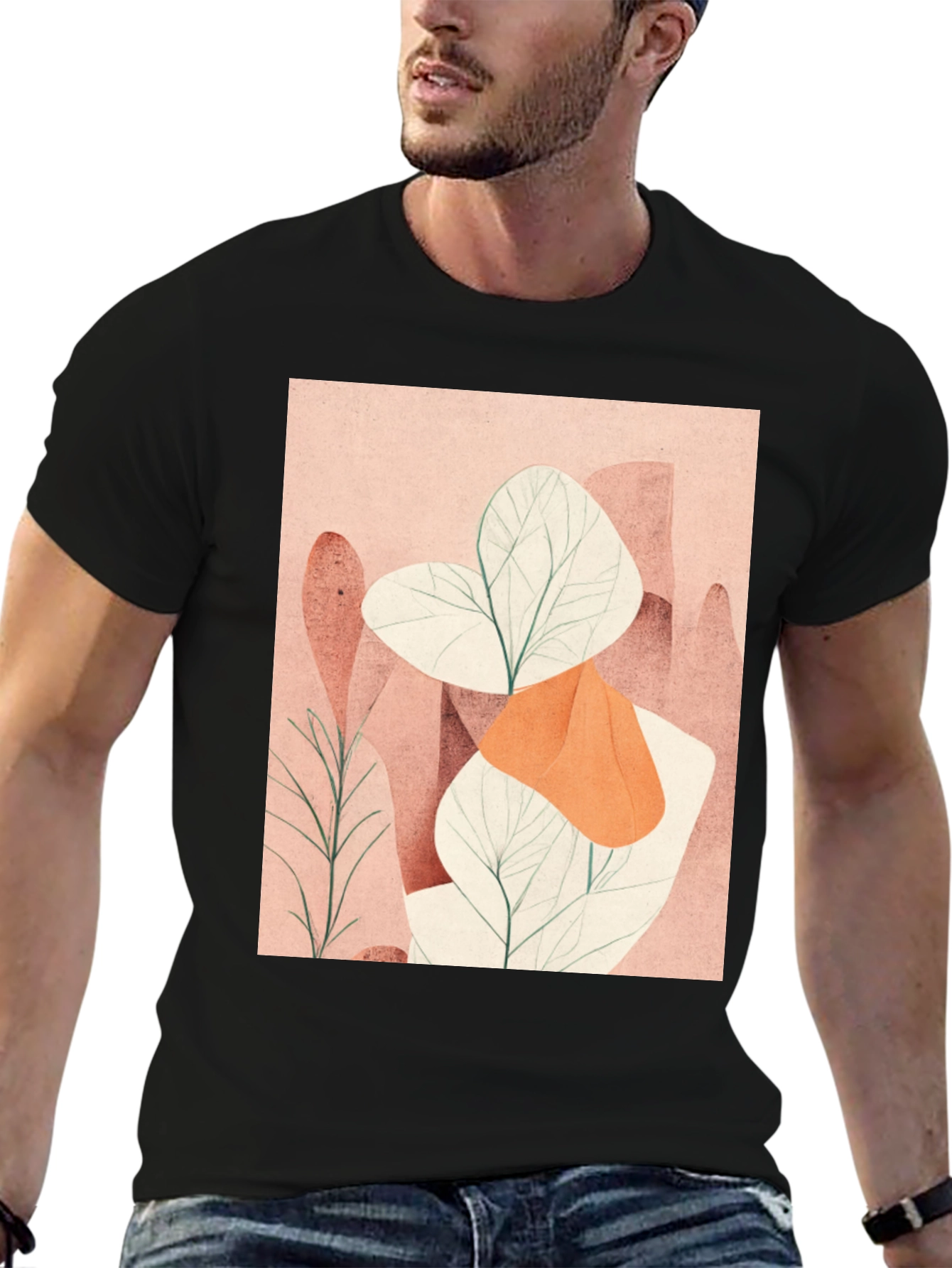Abstract Plant Graphic Tee - Modern Art Shirt