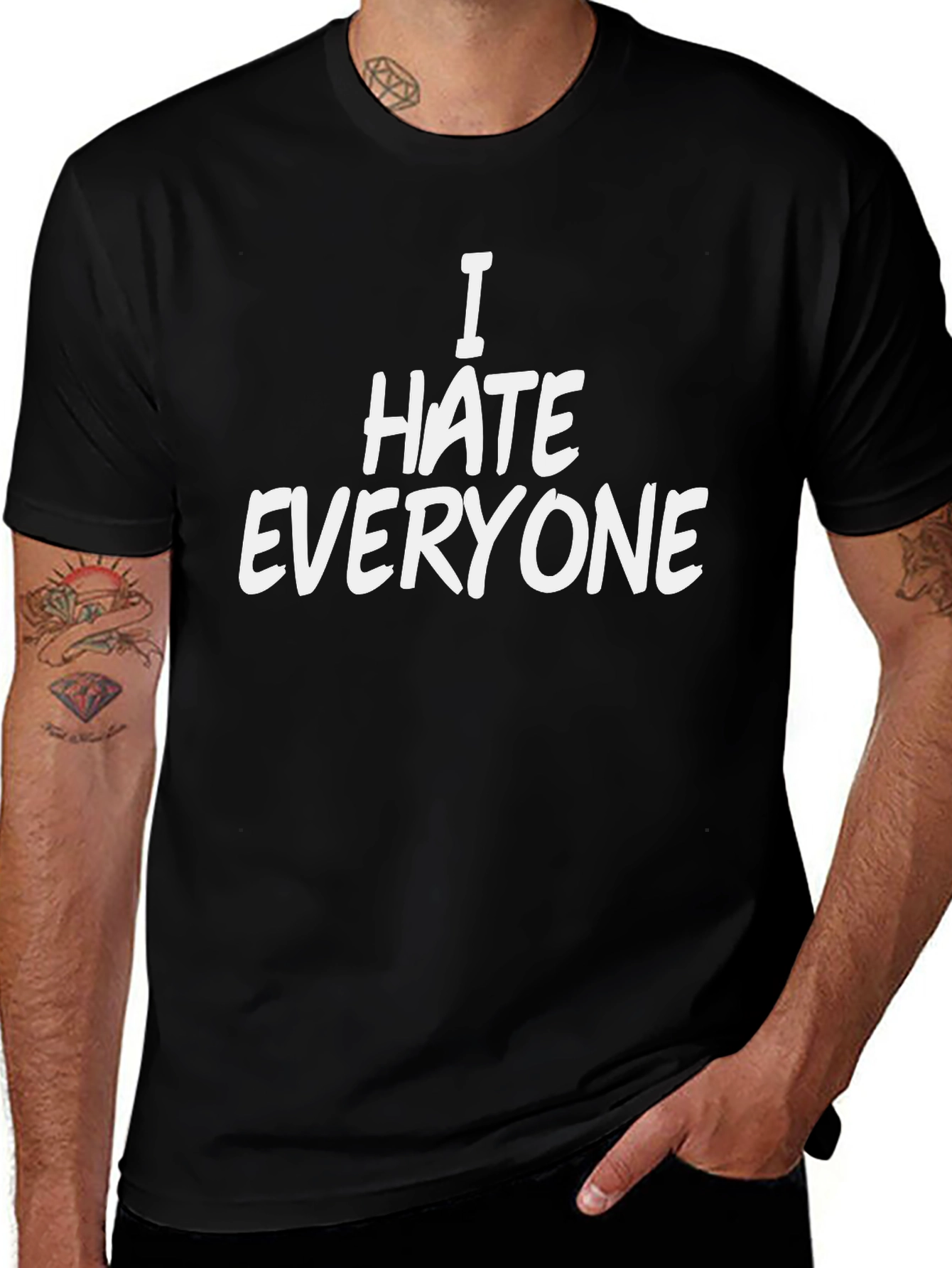 I Hate Everyone Black Cotton Graphic Tee