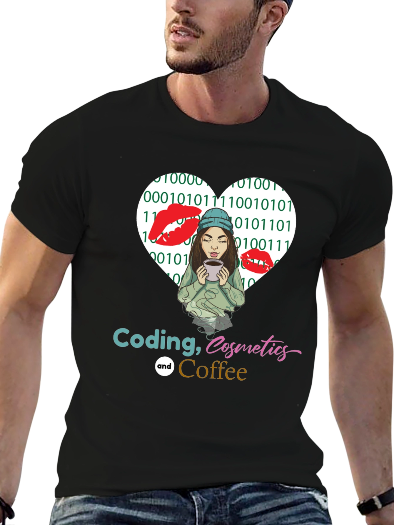 Coding Cosmetics & Coffee Graphic Tee