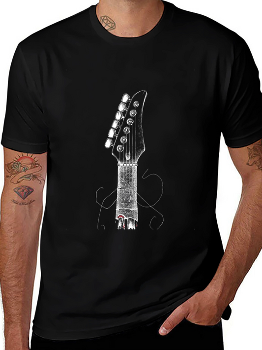 Guitar Head Graphic Tee - Black Casual Shirt