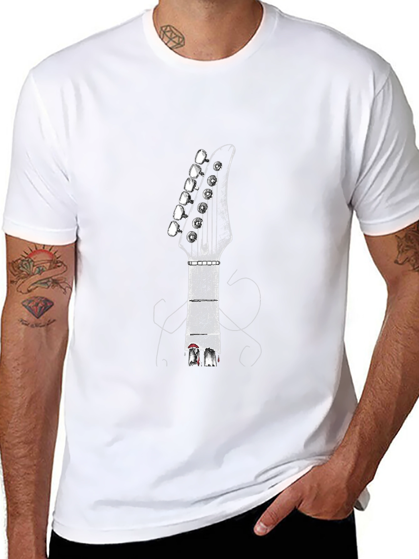 Guitar Head Graphic Tee - Black Casual Shirt