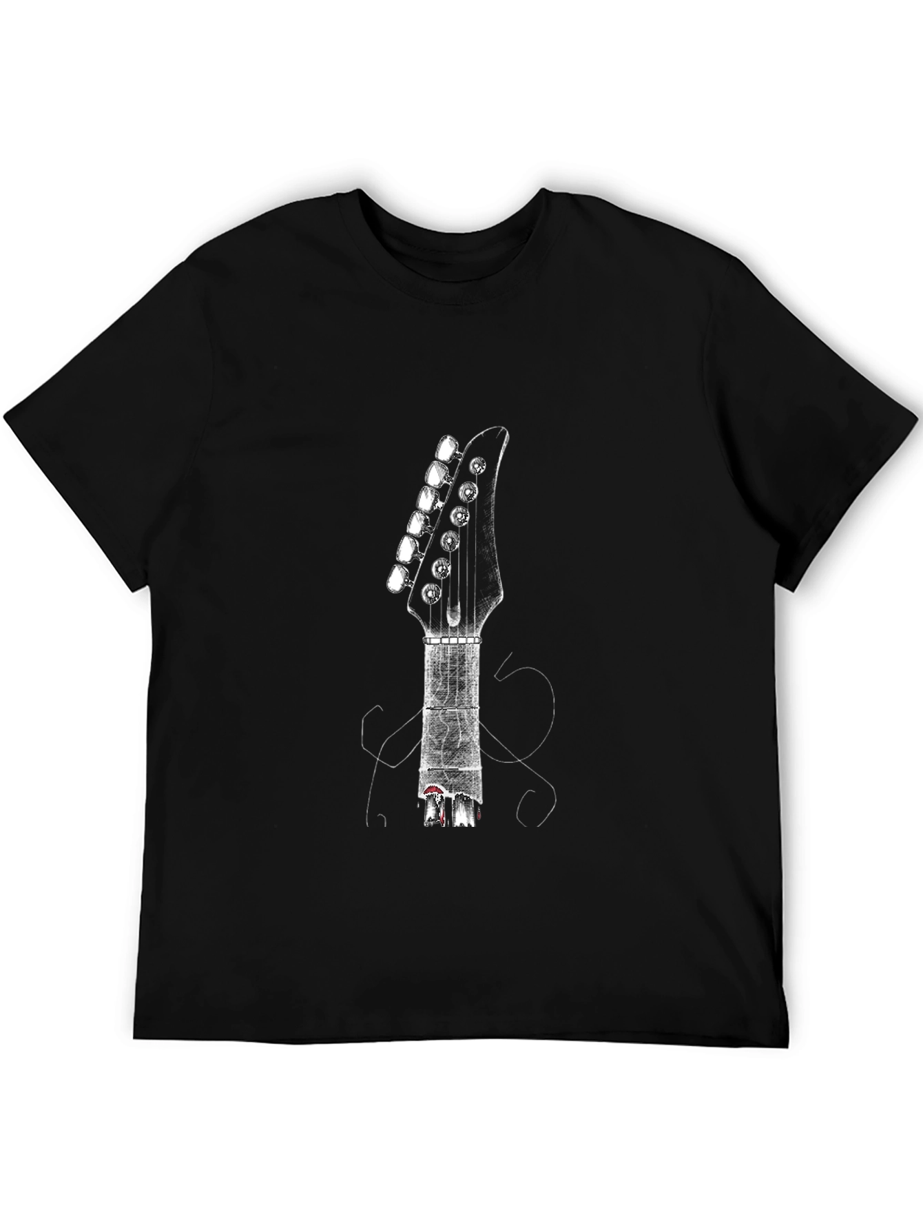 Guitar Head Graphic Tee - Black Casual Shirt