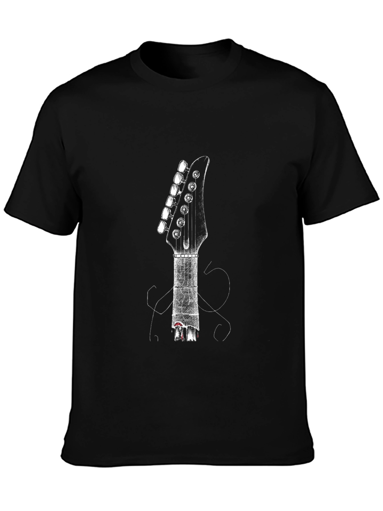 Guitar Head Graphic Tee - Black Casual Shirt