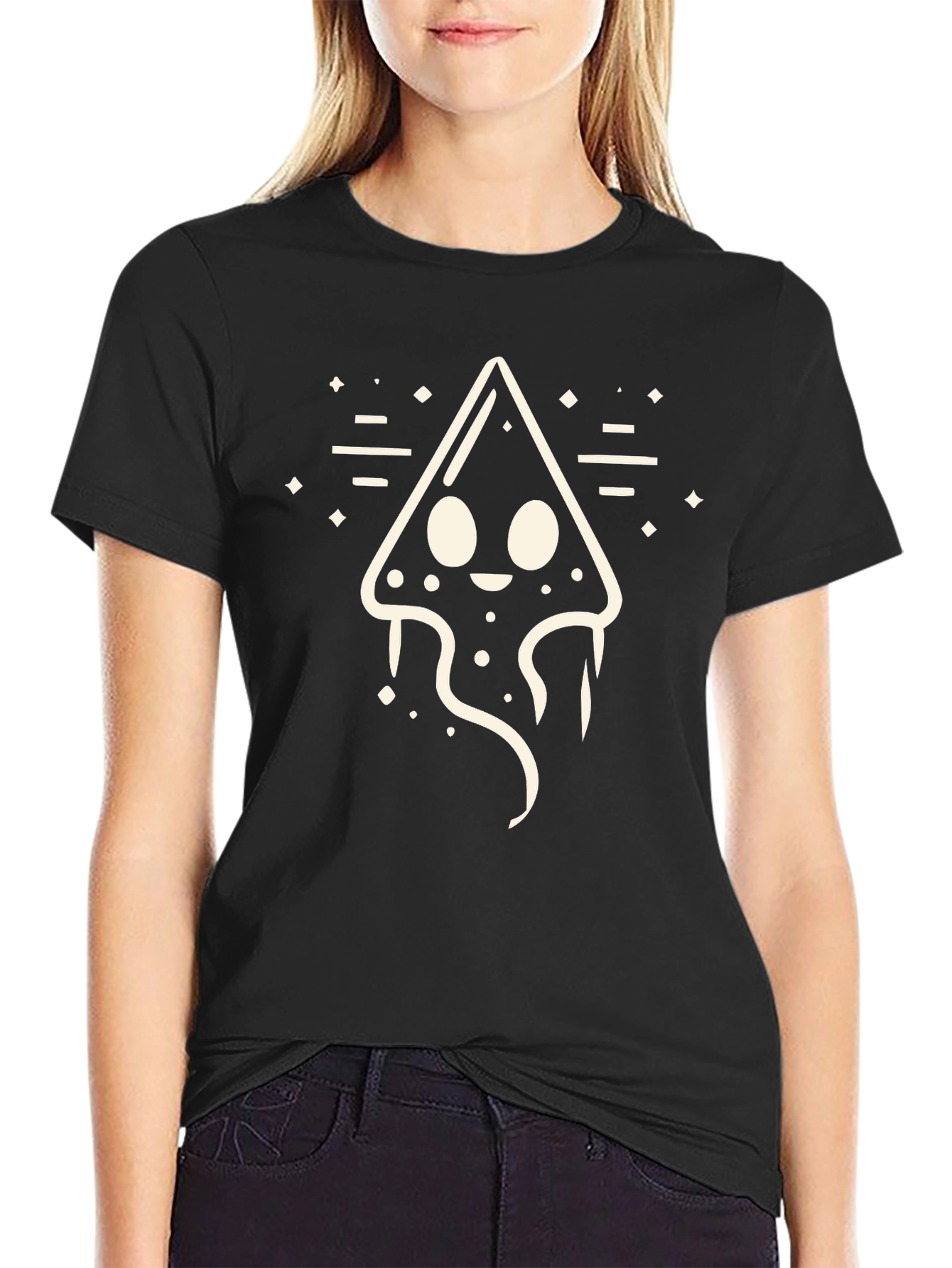 Cute Squid Graphic Tee - Black Cotton T-Shirt