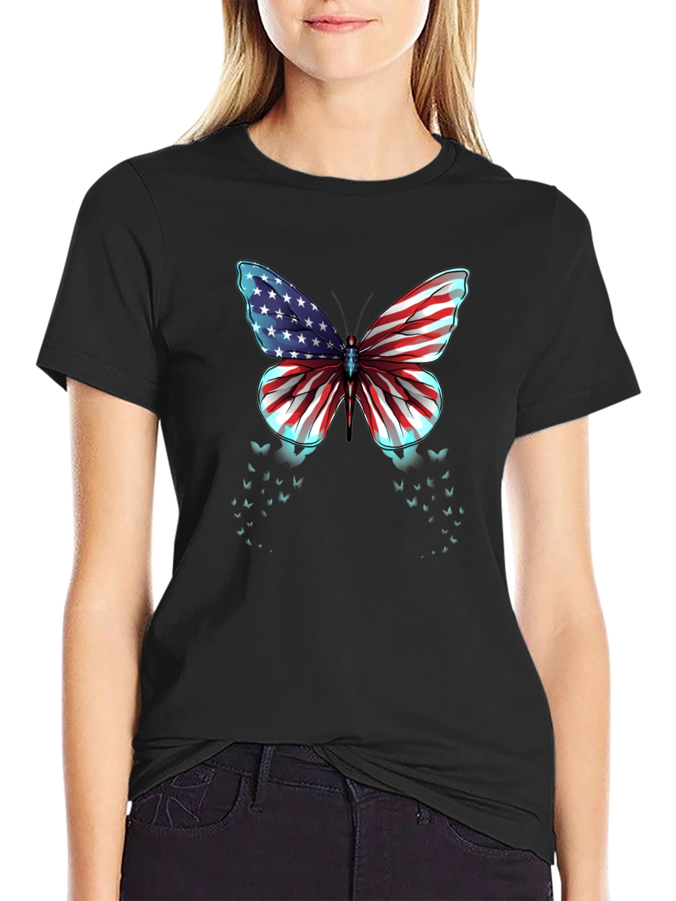 American Flag Butterfly Graphic Tee