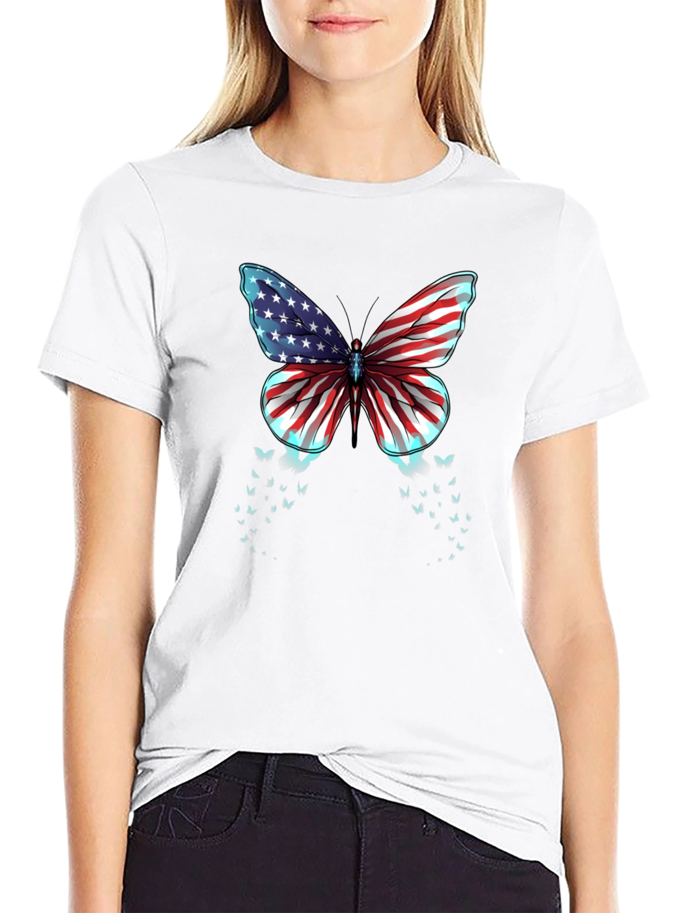 American Flag Butterfly Graphic Tee