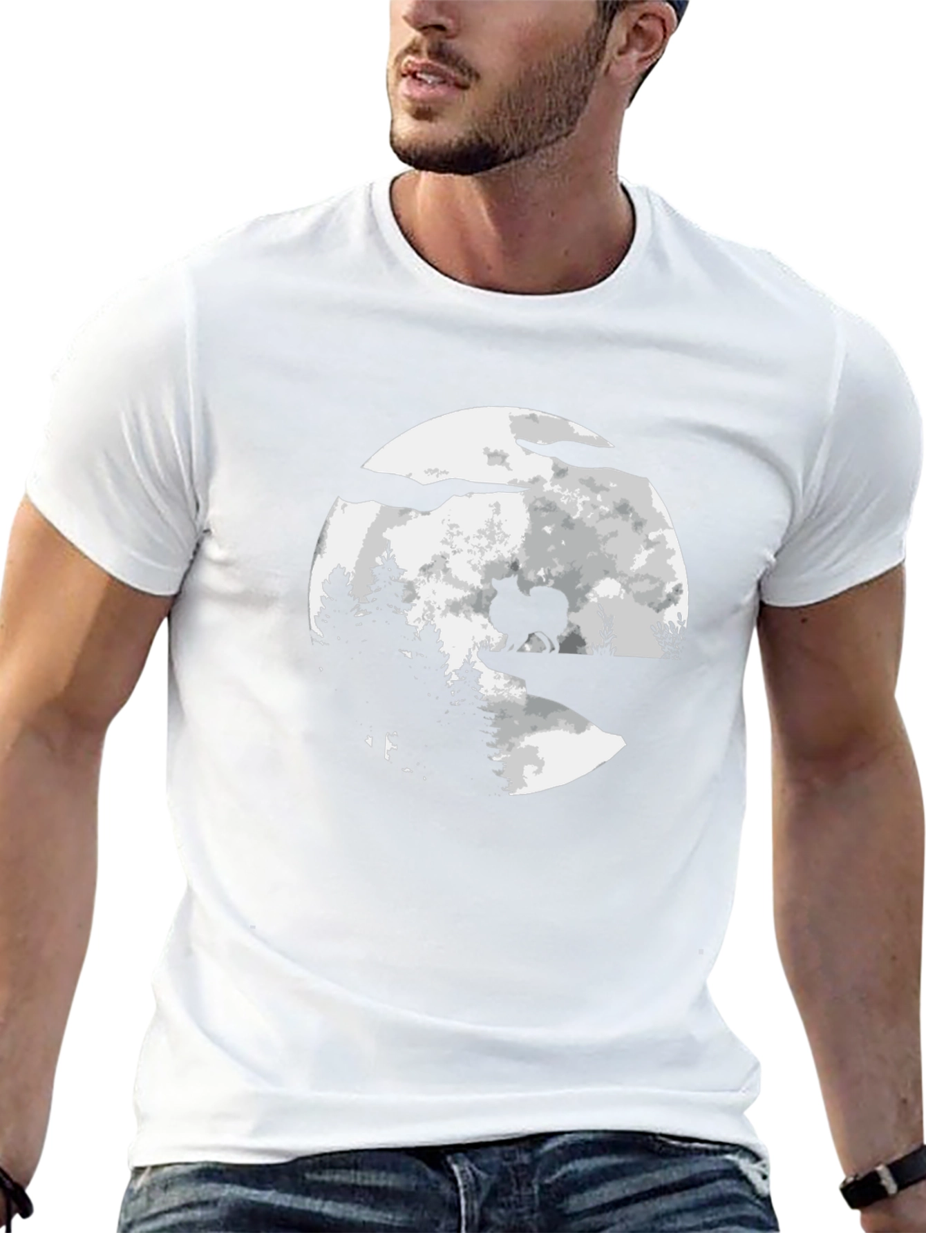 Moonlit Dog Graphic Tee - Mens Black T-Shirt