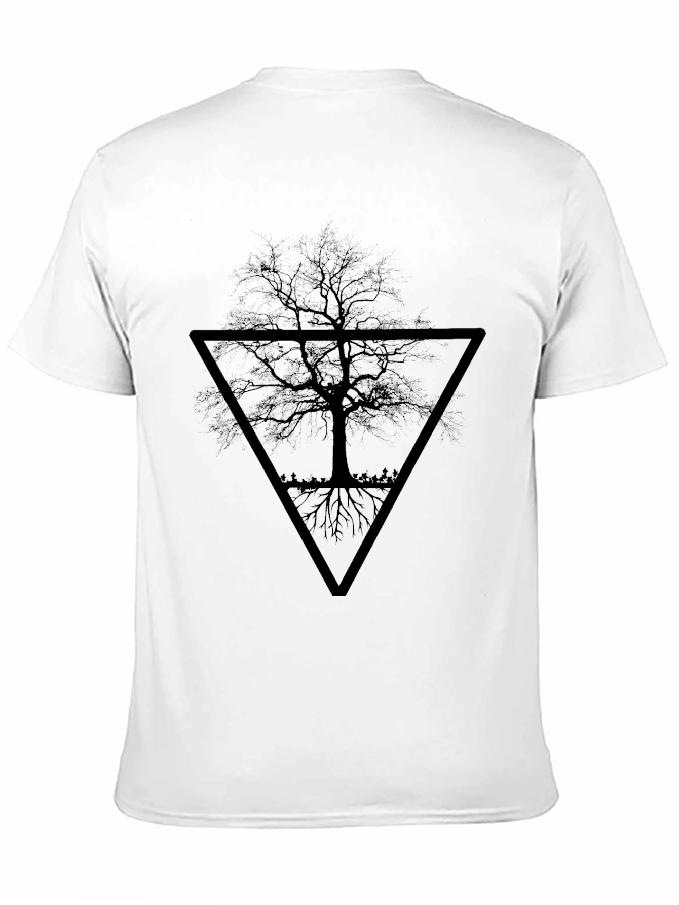 Black Tree Triangle Graphic Tee - Modern Style