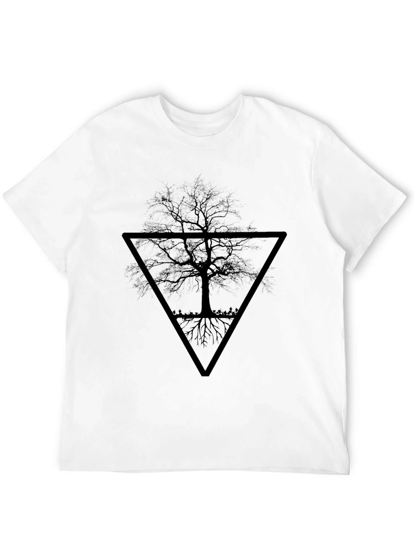 Black Tree Triangle Graphic Tee - Modern Style