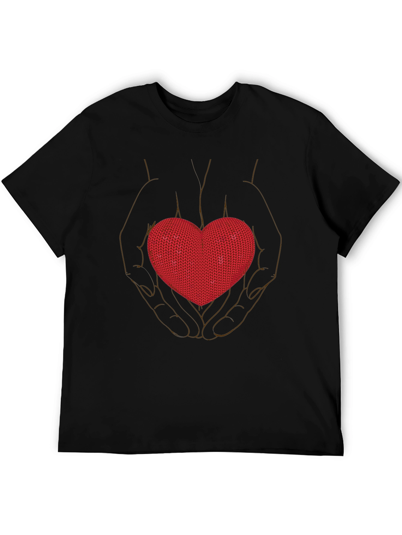 Heart in Hands Graphic Tee - Black Crew Neck