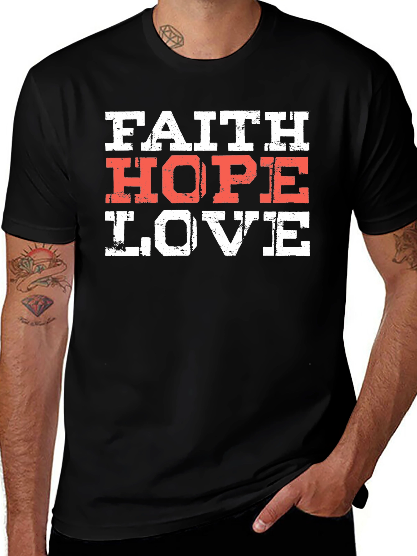 Faith Hope Love T-Shirt Christian Religious Graphic Tee