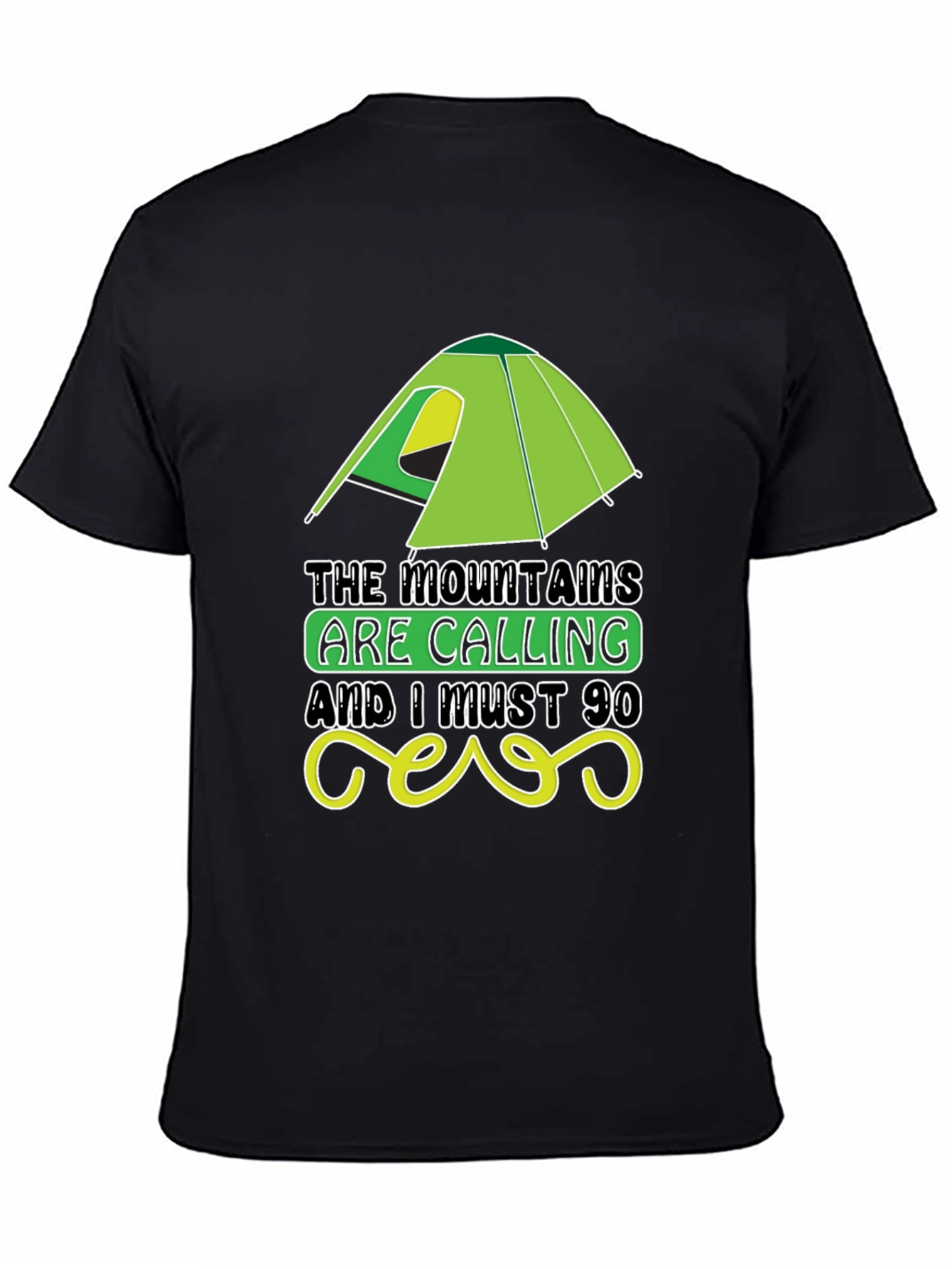 Mountains Are Calling Black Graphic Tee