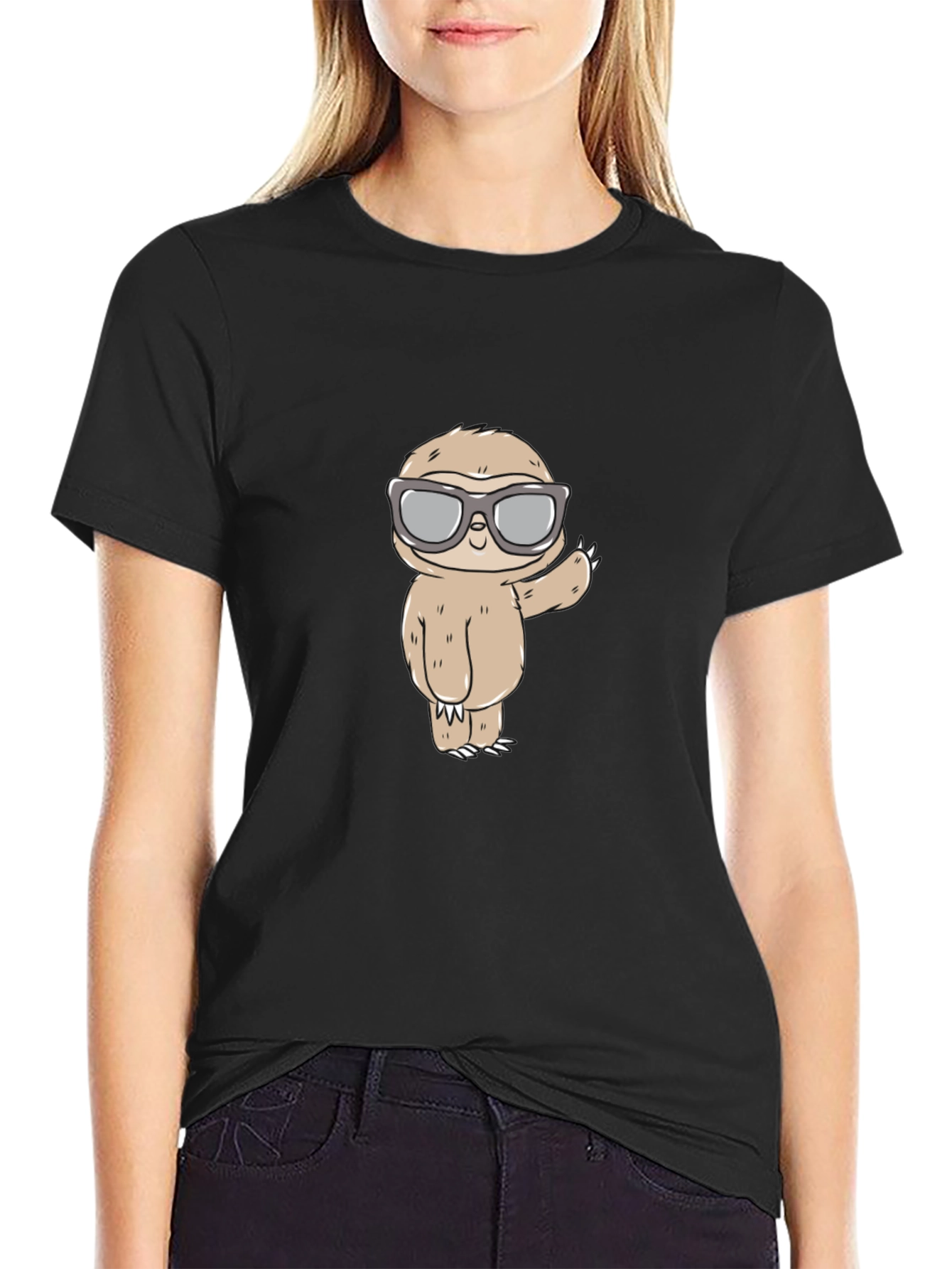 Sloth with Shades Graphic Tee - Mens Black T-Shirt