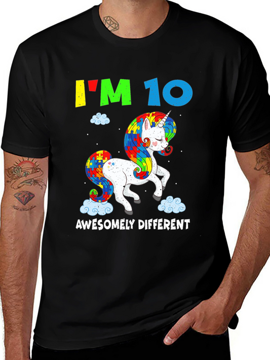 Awesome Im 10 Autism Unicorn Birthday T-Shirt