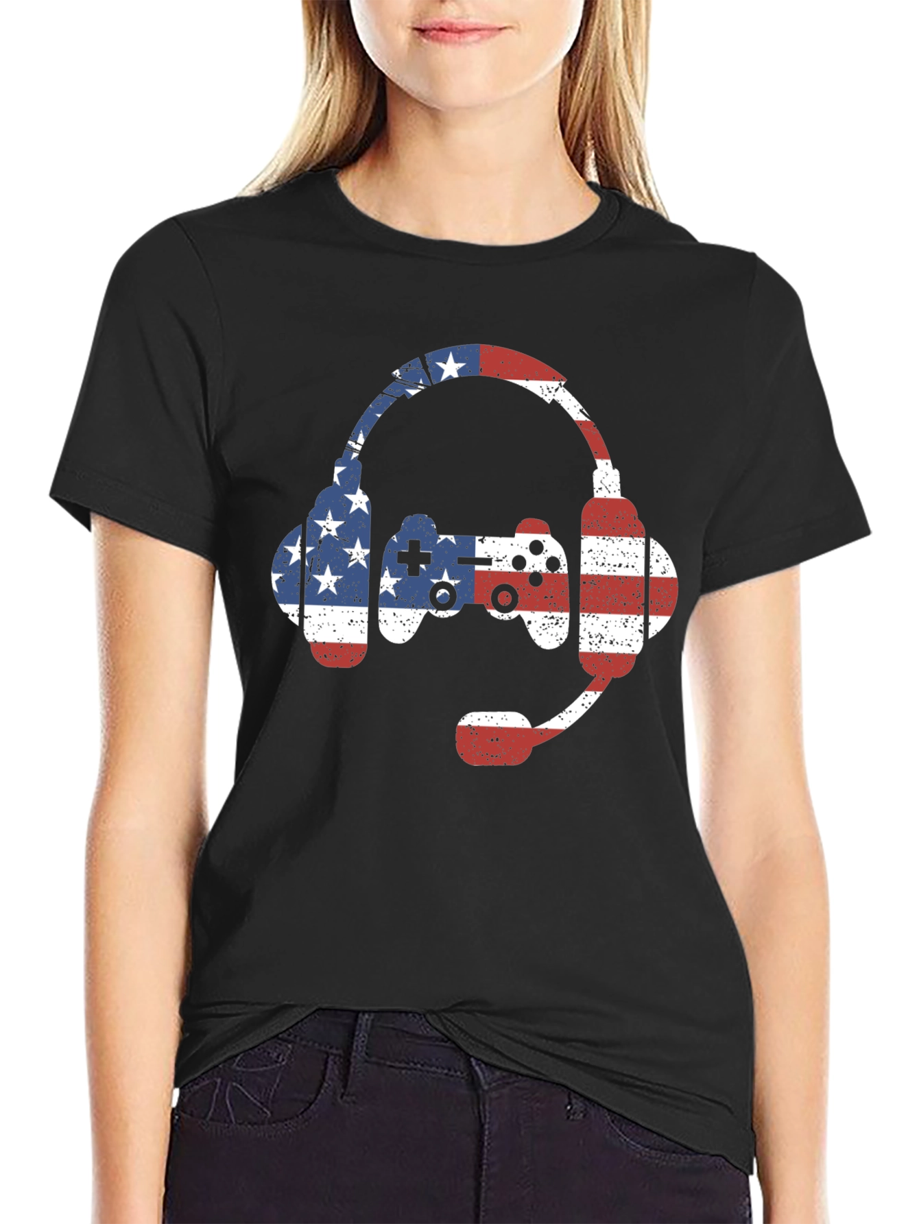 American Flag Gamer T-Shirt - Patriotic Gaming Tee