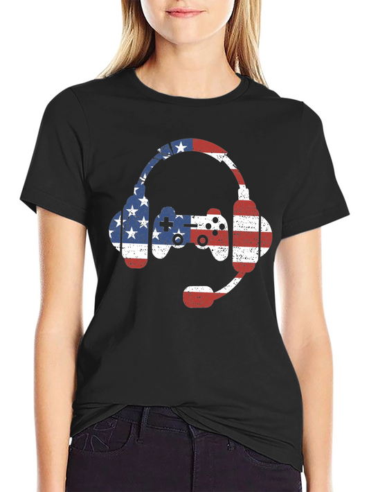 American Flag Gamer T-Shirt - Patriotic Gaming Tee
