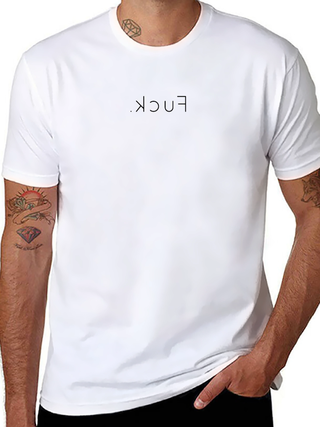 Edgy Black Tee: Upside Down F*ck Graphic