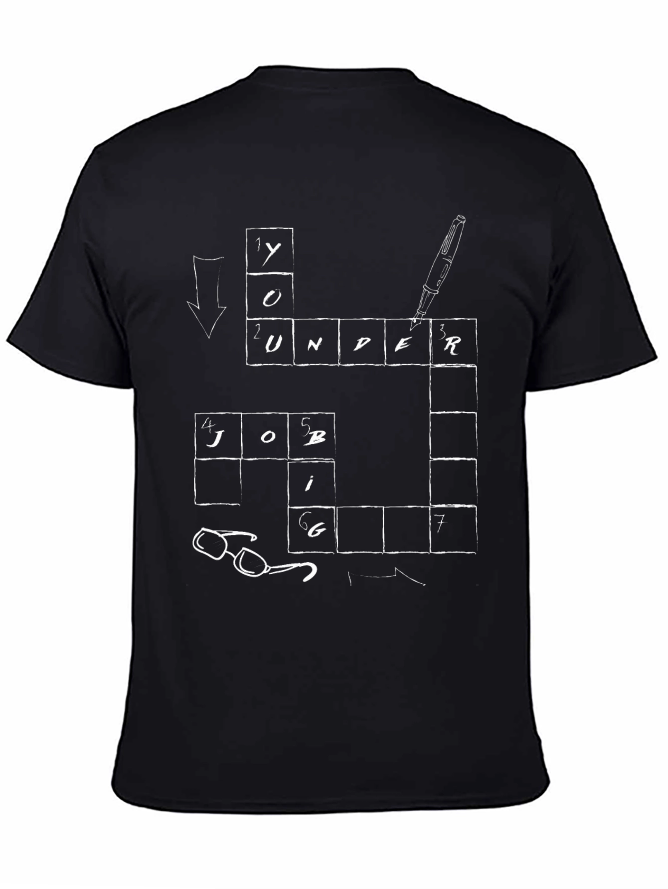 Under Job T-Shirt Crossword Puzzle Novelty Tee