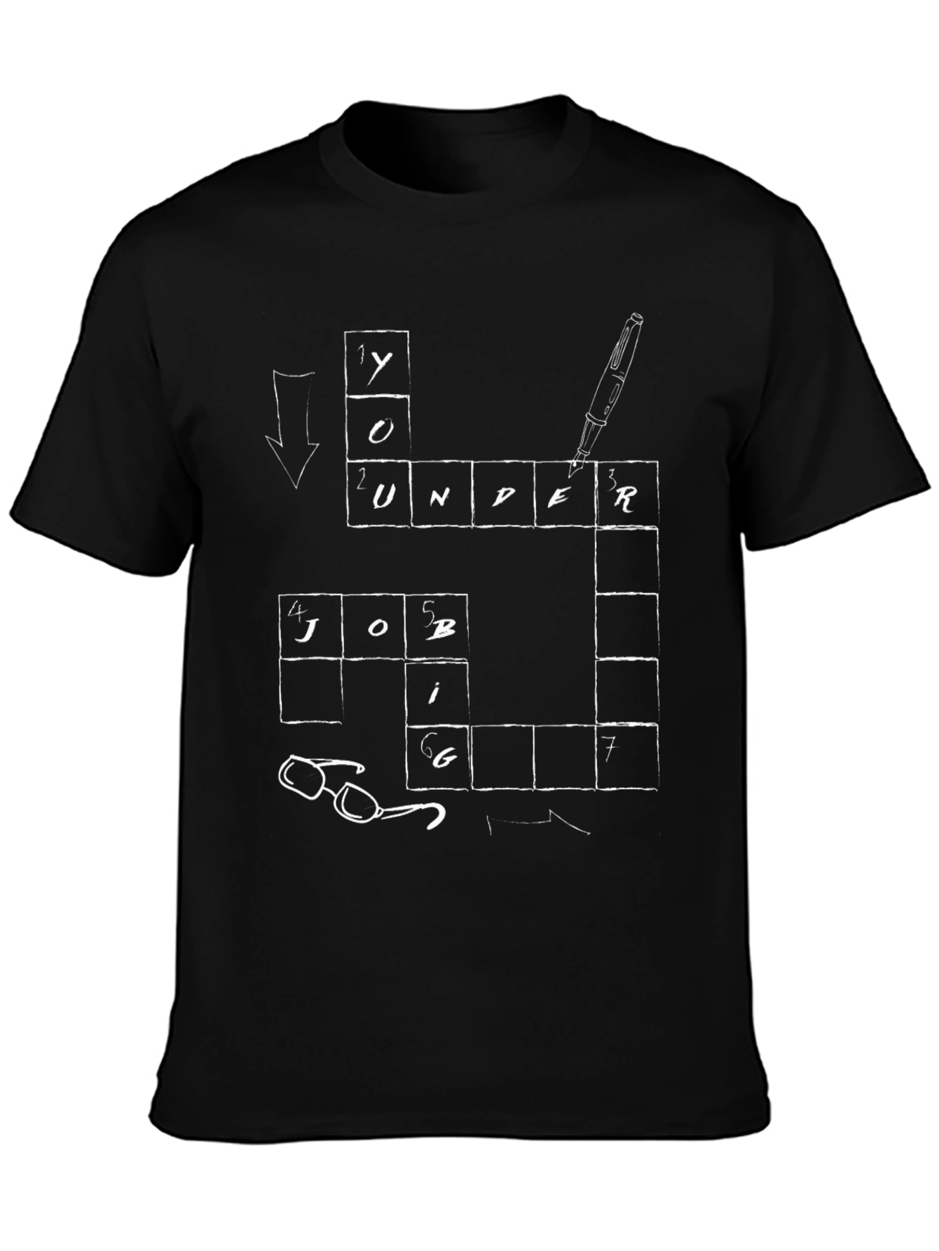 Under Job T-Shirt Crossword Puzzle Novelty Tee