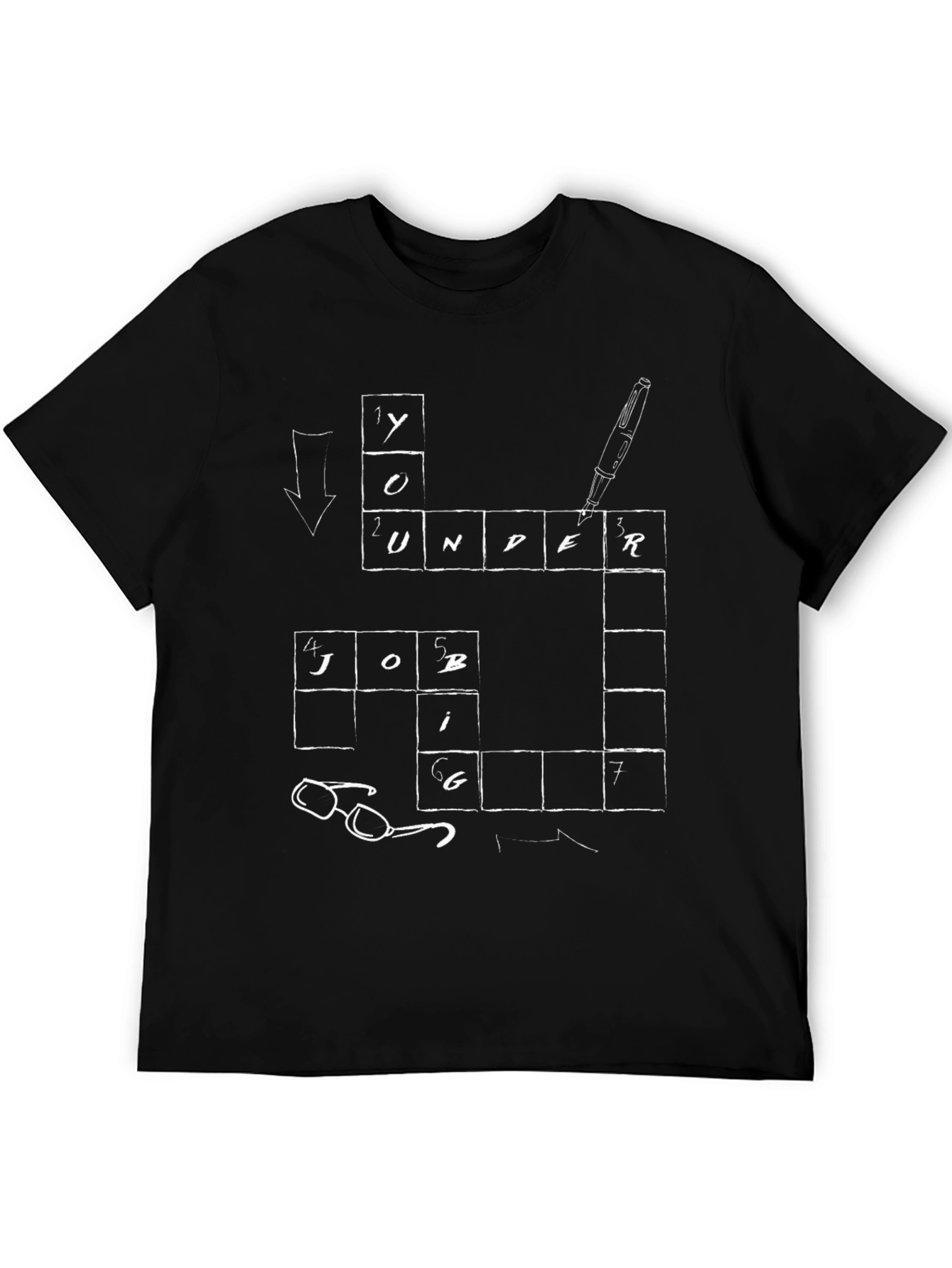 Under Job T-Shirt Crossword Puzzle Novelty Tee