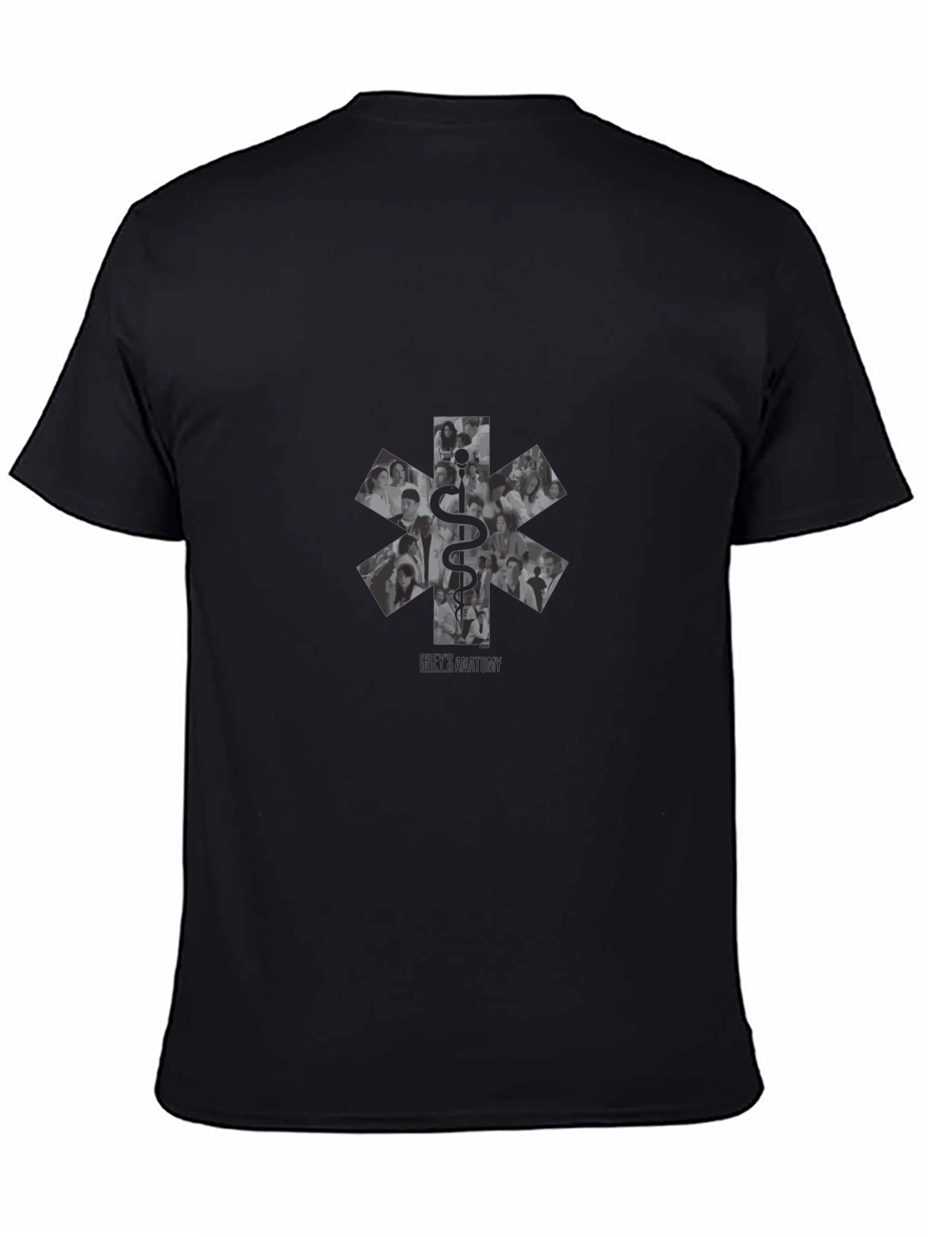 Greys Anatomy Black T-Shirt with Caduceus Graphic
